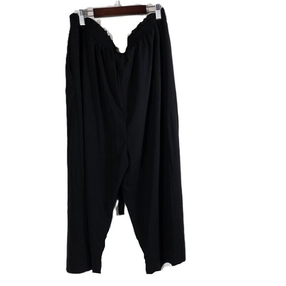 NWT Adrianna Papell Black Wide-Leg Elastic Waist Pants XL Paper Bag Tie Waist - Picture 2 of 10